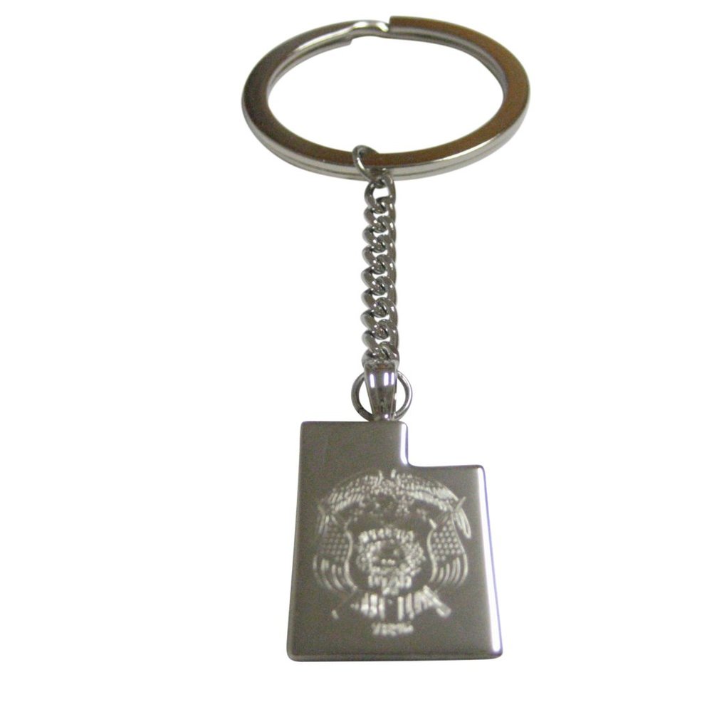 Utah State Map Shape And Flag Design Keychain - image 1